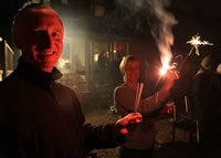Image of the Tony and Jess with sparklers.